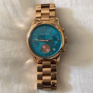 Michael Kors Rose Gold with Turquoise Face Watch